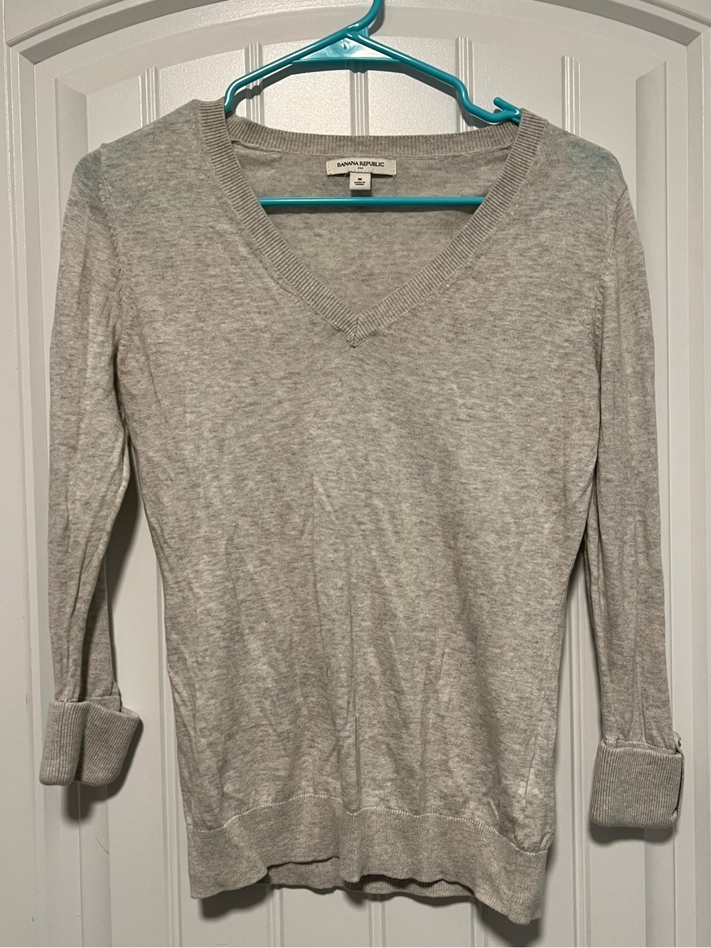 Banana Republic V-Neck Lightweight Sweater - Light Gray